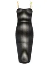 Elisabetta Franchi Striped-pattern Chain-strap Midi Dress In Black
