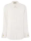 Elisabetta Franchi Women's Striped Jacquard Poplin Shirt With Cufflinks In White