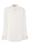 Elisabetta Franchi Women's Striped Jacquard Poplin Shirt With Cufflinks In White