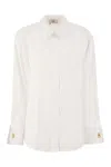 Elisabetta Franchi Striped Jacquard Poplin Shirt With Cufflinks In White
