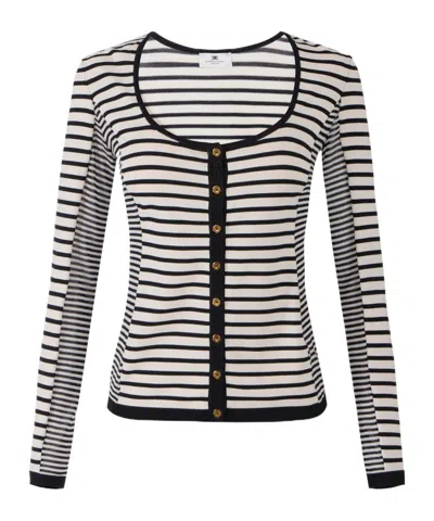 Elisabetta Franchi Button Striped Cardigan In Multi