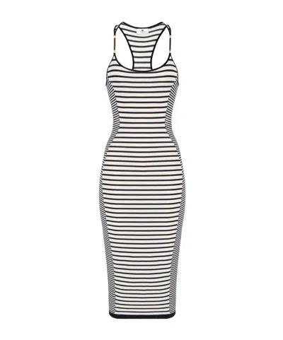 Elisabetta Franchi Striped-pattern Racerback Midi Dress In Multi