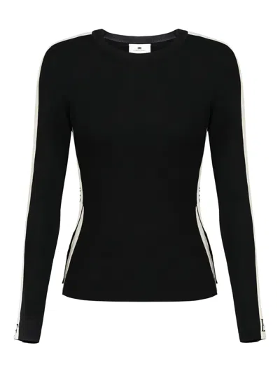 Elisabetta Franchi Viscose Sweater With Shiny Bands In Black