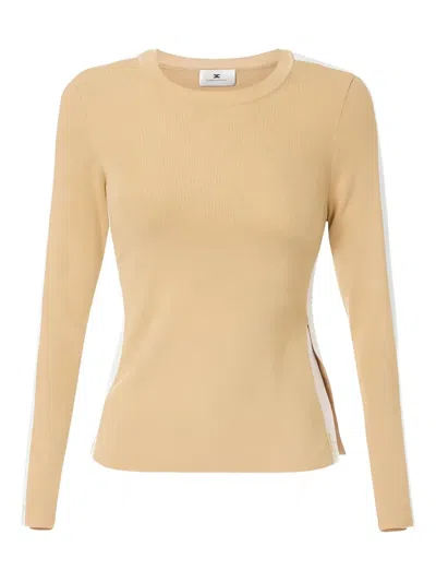 Elisabetta Franchi Striped Knitted Top In Neutral