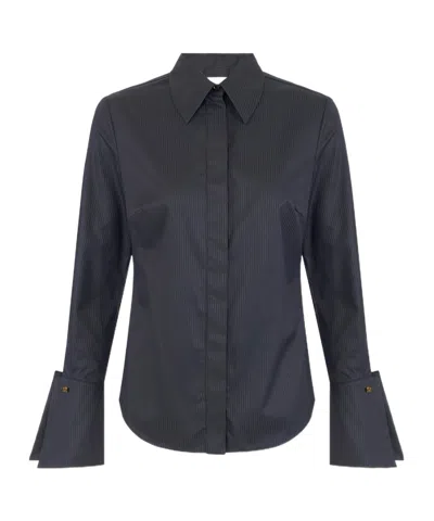 Elisabetta Franchi Striped Oversized-cuff Shirt In Black