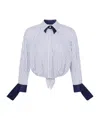 Elisabetta Franchi Oltremare Striped Cropped Shirt In White