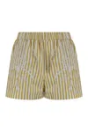 Elisabetta Franchi Striped Poplin Shorts In Neutral