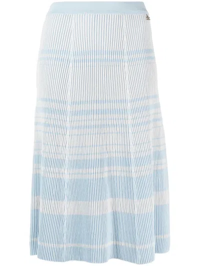 Elisabetta Franchi Knitted Midi Skirt In Blue