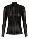 Elisabetta Franchi Metallic Fabric Turtleneck Sweater In Black