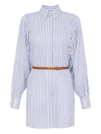 Elisabetta Franchi Striped Shirt Dress In Weiss