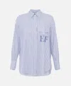 Elisabetta Franchi Striped Button-down Collar Shirt With Chest Pocket In White