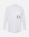 Elisabetta Franchi White Striped Cotton Poplin Shirt In White