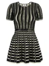 Elisabetta Franchi Mini Organza Dress Striped Pattern In Black
