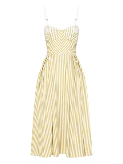 Elisabetta Franchi Striped Sweetheart-neck Dress In Multi