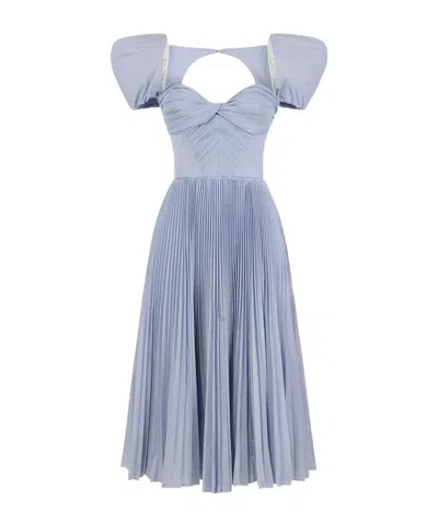 Elisabetta Franchi Striped Taffeta Dress In Blue
