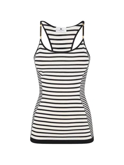 Elisabetta Franchi Tricot Stripes Top In Multi