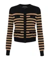 Elisabetta Franchi Striped Wool Cardigan In Black