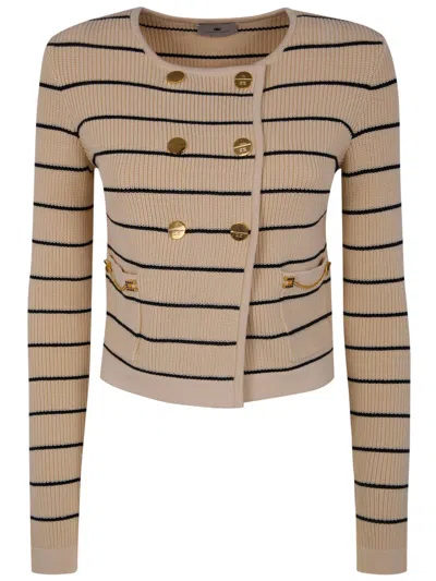 Elisabetta Franchi Stripes Tricot Round Neck Sweater In Multi