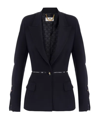 Elisabetta Franchi Structured Belted Blazer In Black