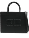 Elisabetta Franchi Borsa Tote Nera Piccola Con Impunture A Contrasto In Black