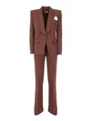 Elisabetta Franchi Structured Blazer And Flared Trousers Suit In Brown