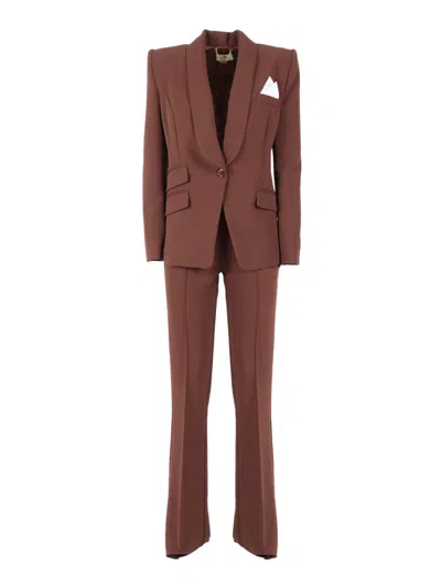 ELISABETTA FRANCHI STRUCTURED BLAZER AND FLARED TROUSERS SUIT