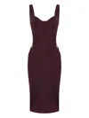 Elisabetta Franchi Structured Bodice Evening Dress In Burgundy