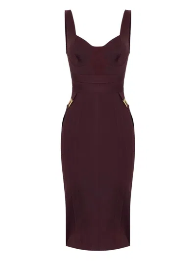 Elisabetta Franchi Structured Bodice Evening Dress In Burgundy