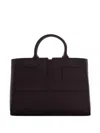 Elisabetta Franchi Structured Bordeaux Handbag With Geometric Stitching Details In Black