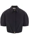 Elisabetta Franchi Collared Cropped Shirt Structured Shoulders In Black
