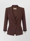 Elisabetta Franchi Structured Double-breasted Jacket Gold Buttons In Brown