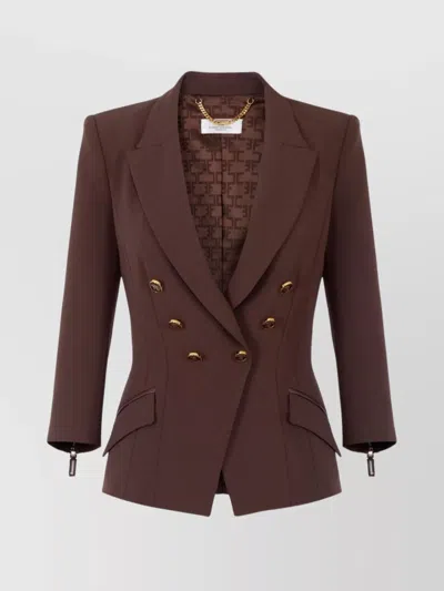 ELISABETTA FRANCHI STRUCTURED DOUBLE-BREASTED JACKET GOLD BUTTONS