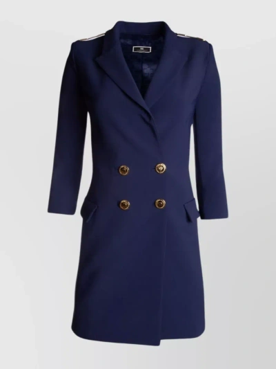 Elisabetta Franchi Structured Double-breasted Mid-length Coat In Blue