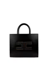 Elisabetta Franchi Structured Handbag With Prominent Logo Detail In Black
