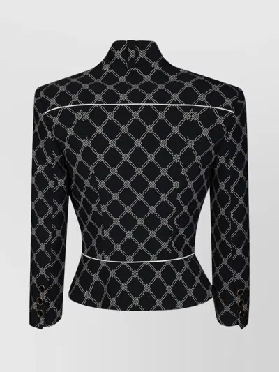 Elisabetta Franchi Structured High Collar Jacket With Geometric Pattern