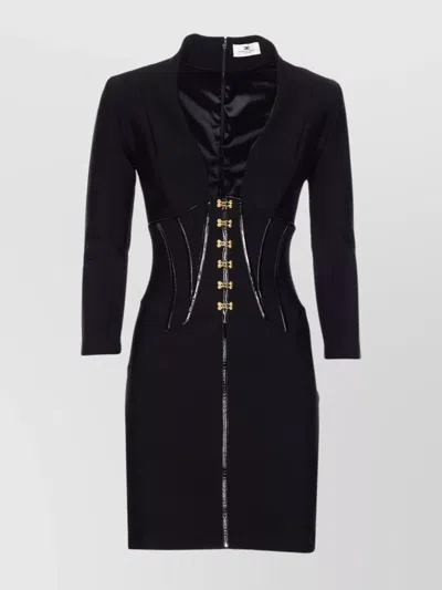 Elisabetta Franchi Structured Mini Dress Corset Detailing In Black