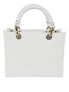 Elisabetta Franchi Structured Rectangular Handbag With Braided Handles In White