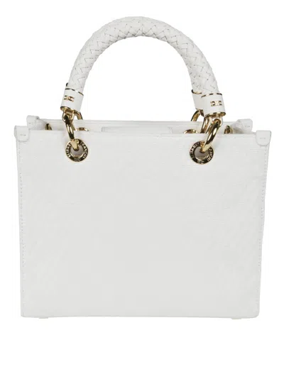 Elisabetta Franchi Structured Rectangular Handbag With Braided Handles In White