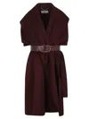 Elisabetta Franchi Double Wool Cape Capes Bordeaux In Burgundy