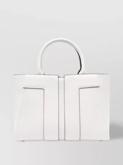Elisabetta Franchi Structured Textured Handbag Handles Strap Accents In Blanco