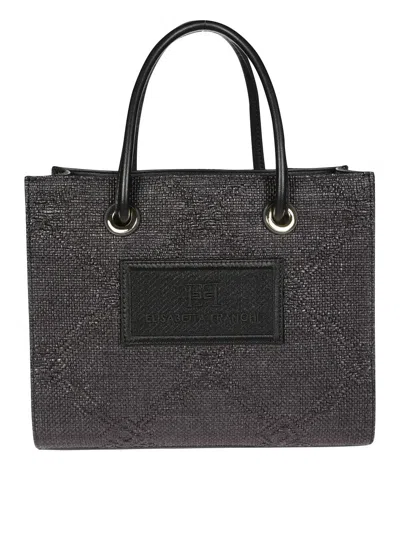 Elisabetta Franchi Structured Textured Handbag With Gold-tone Details In Black
