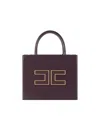 Elisabetta Franchi Structured Tote Bag With Dual Handles And Gold-tone Logo In Purple