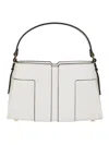 Elisabetta Franchi Structured White Handbag With Gold-tone Accents In White