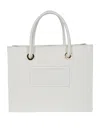 Elisabetta Franchi Structured White Raffia Tote Bag With Gold-tone Accents
