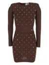Elisabetta Franchi Knitted Mini Dress With A Slim Fit In Brown