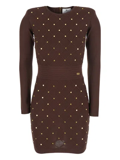 ELISABETTA FRANCHI STUD-EMBELLISHMENT MINI DRESS