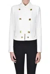 Elisabetta Franchi Studded Cropped Blazer In White