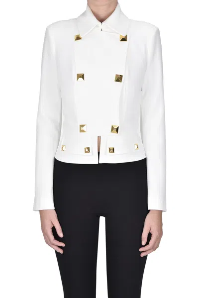 Elisabetta Franchi Studded Cropped Blazer In White