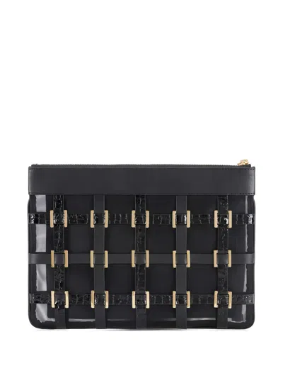 Elisabetta Franchi Studs Clutch Bag In Black