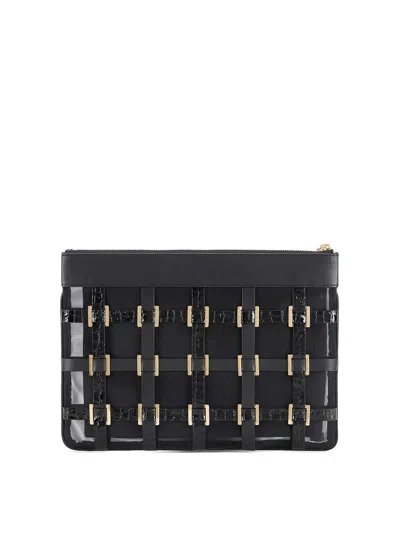 Elisabetta Franchi Studs Clutch Bag In Black